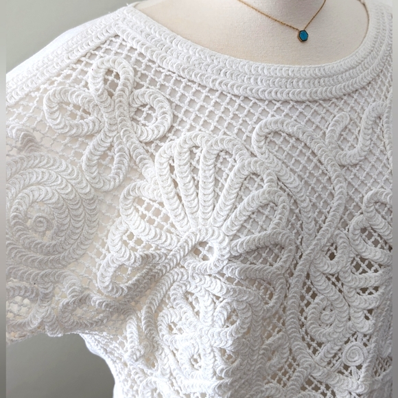 World Market White Thick Lace Blouse Top - Picture 2 of 5